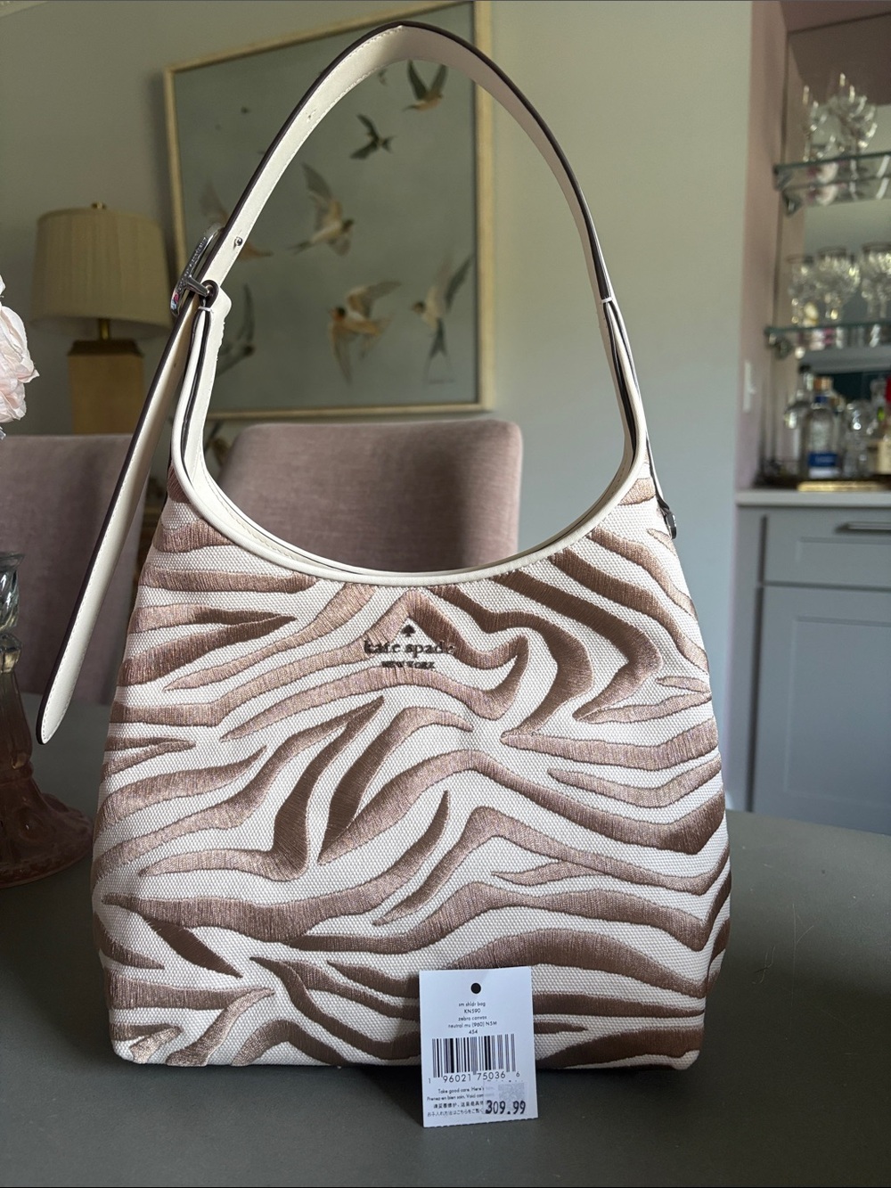 kate spade Cream and Tan Zebra-Print Shoulder Bag